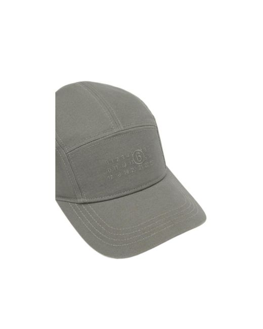 MM6 by Maison Margiela Gray Logo Embroidered Baseball Cap for men