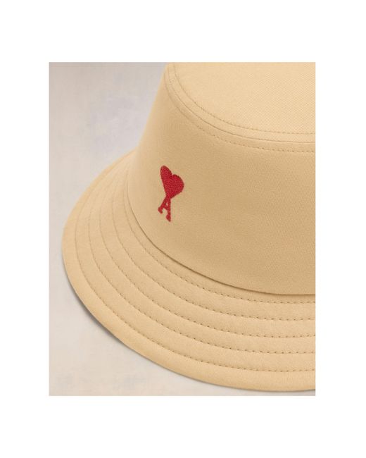 AMI Natural Ami De Coeur Embroidered Bucket Hat for men