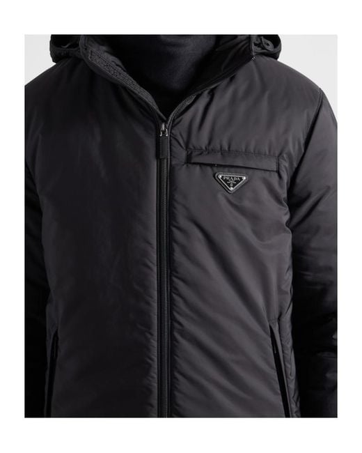 Prada Black Medium-Weight Re-Nylon Down Jacket for men