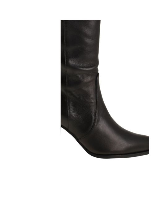 Stuart Weitzman Black Round-Toed Boots