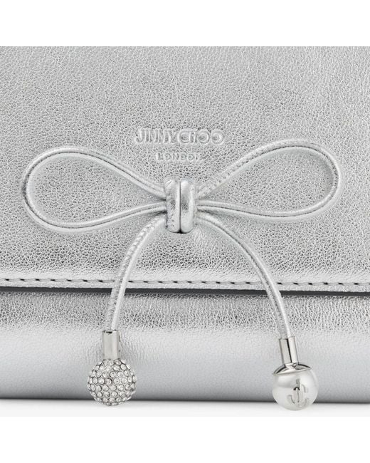 Jimmy Choo Gray Marinda Metallic Compact Wallet