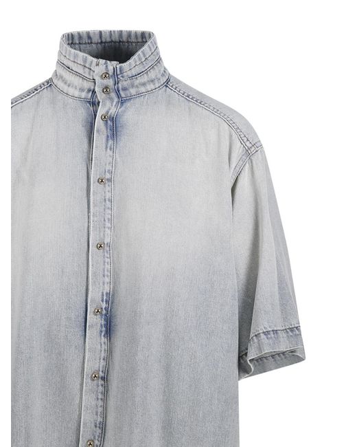 DARKPARK Gray High-Neck Short Sleeved Shirt