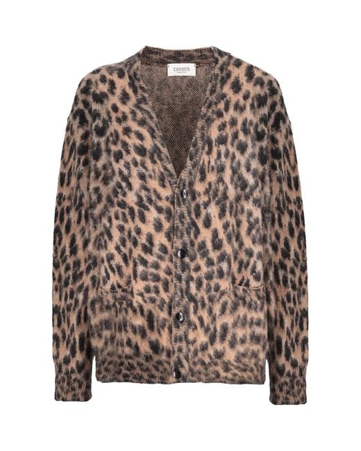 Laneus Brown Leopard Cardigan for men