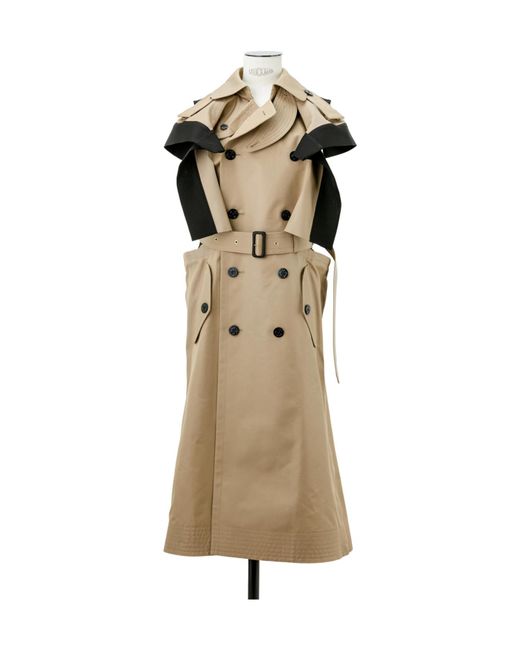 Sacai Natural Double-Faced Silk-Cotton Gabardine Trench Coat