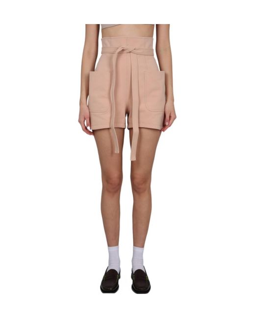 Philosophy Di Lorenzo Serafini Pink High-Waist Belted Shorts
