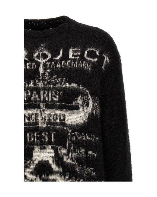 Y. Project Black Round Neck Long Sleeve Sweater for men