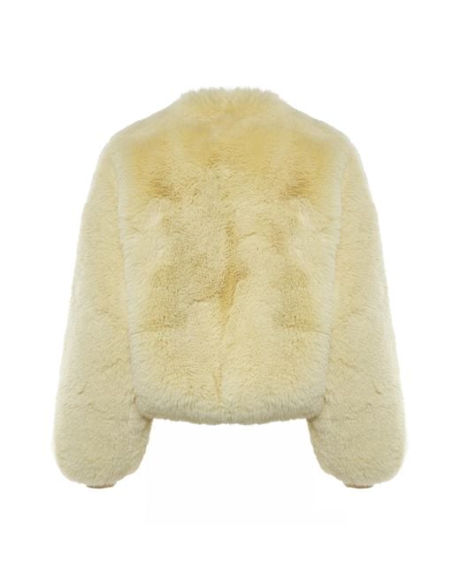 Frankie Shop Yellow Butter Faux Fur Bomber Jacket