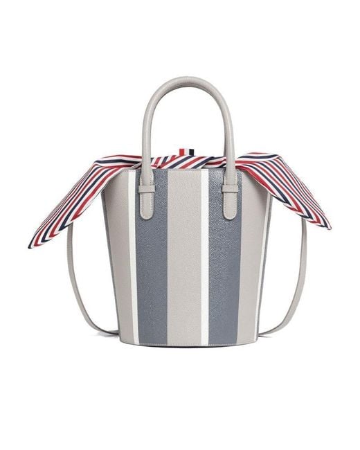 Thom Browne White Rwb Stripe Lining Bucket Bag