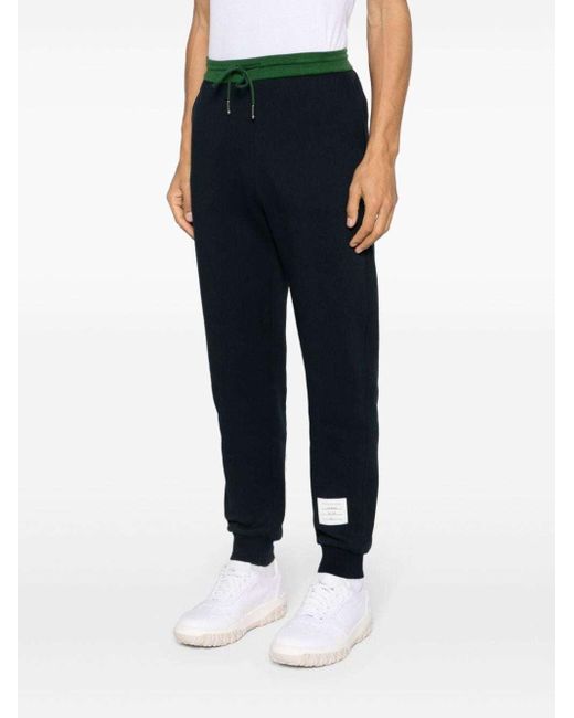 Thom Browne Black Logo Patch Drawstring Pants for men