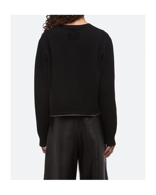 Helmut Lang Black Cropped Crewneck Jumper