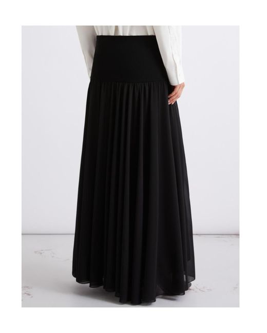 Marella Black Flared Georgette Skirt