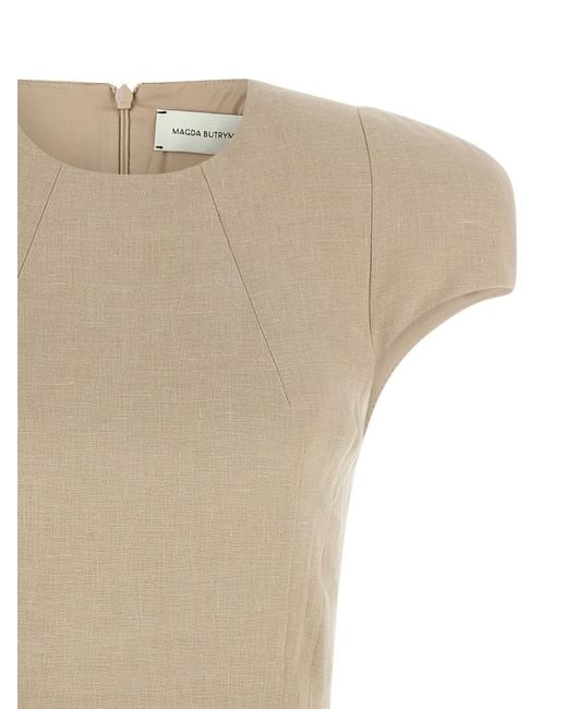 Magda Butrym Natural 52 Rosette Peplum Mini Dress