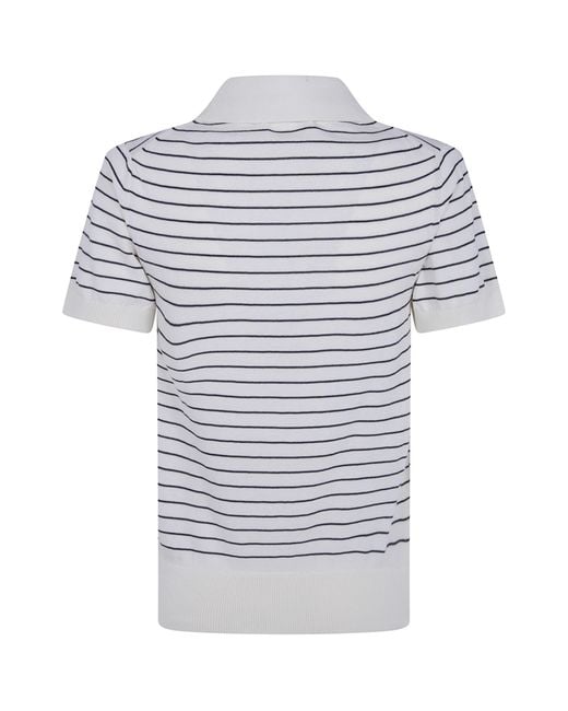 A.P.C. Gray Aline Striped Knit Polo Top