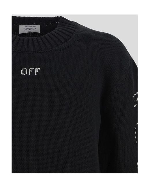 Off-White c/o Virgil Abloh Blue Arrows Motif Crewneck Knitted Jumper for men