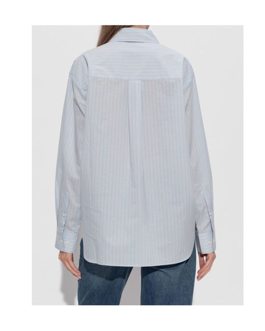 Samsøe & Samsøe Gray Salova Striped-Pattern Pocket Shirt