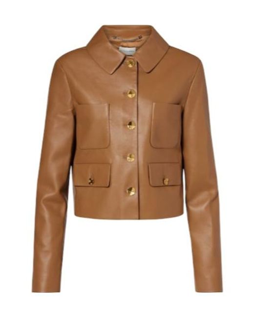 Altuzarra Brown Astley Cropped Leather Jacket