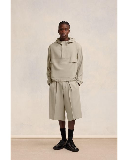 AMI Natural Ami Drawstring Hooded Windbreaker Jacket for men