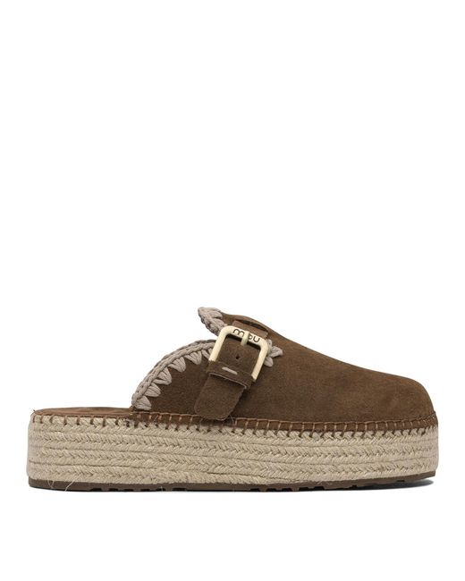 Mou Brown Round Toe Mules