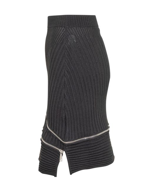 ANDREADAMO Gray Andreadamo Zip-Detail Cut-Out Detailed Knitted Skirt