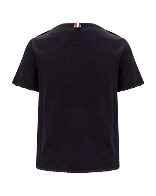 Thom Browne Black Embellished Hem T-Shirt