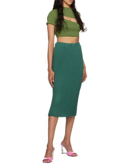 Christopher Esber Green Slashed Cropped T-Shirt