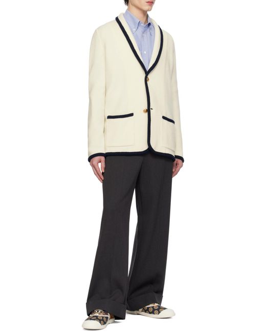 Valentino Natural Single-Breasted Straigth Hem Cardigan for men