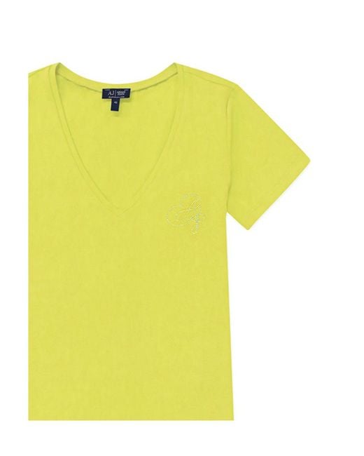 Armani Jeans Yellow V-Neck Short-Sleeved T-Shirt