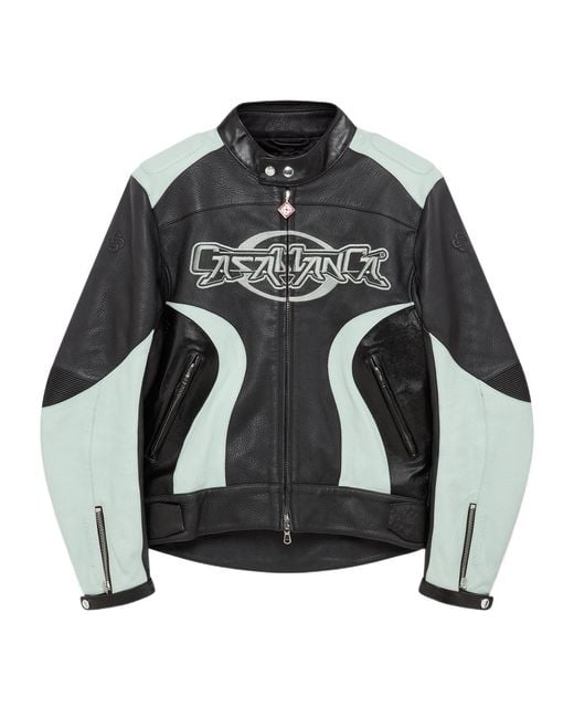 Casablanca Black Panelled Leather Jacket for men