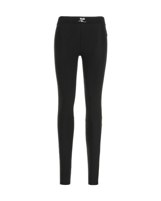 Courreges Black Courrèges Logo Printed Racer Leggings