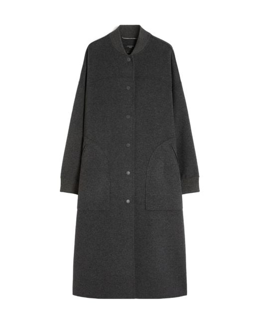 Weekend by Maxmara Black Rib-Knit Pocket Parka Coat