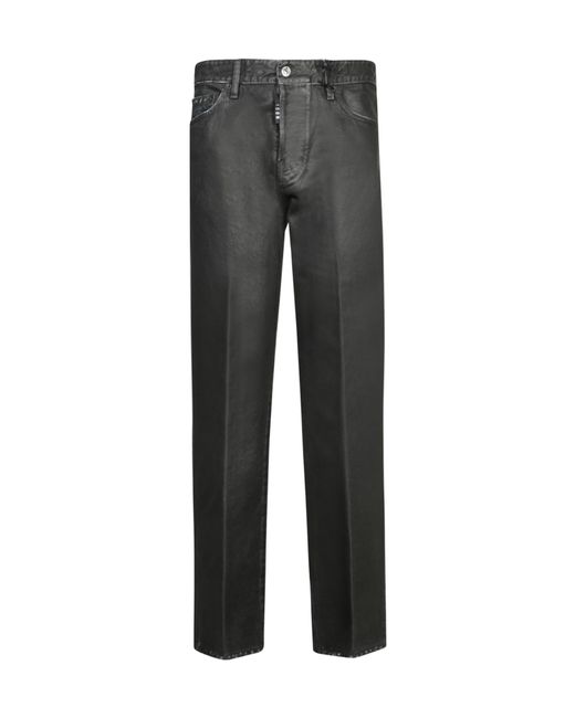 DSquared² Gray Garment-Dyed Straight Leg Jeans for men