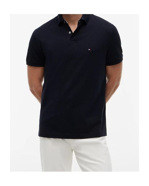 Tommy Hilfiger Blue Logo-Patch Polon Shirt for men