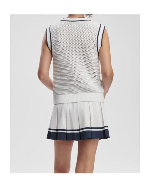 Varley White Sleeveless Knitted Cardigan