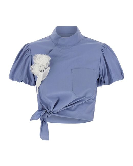 Self-Portrait Blue Tie Side Top