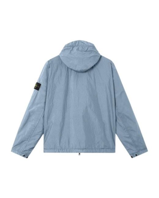 Stone Island Blue Crinkle Reps Hooded Jacket for men