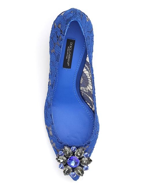 Dolce & Gabbana Blue Taormina Lace Embellished Pumps