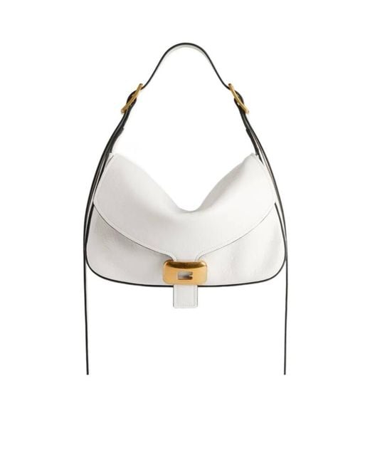 Balenciaga White Clicca Medium Shoulder Bag