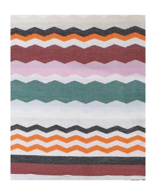 Missoni White Zigzag Fringed Beach Towel for men
