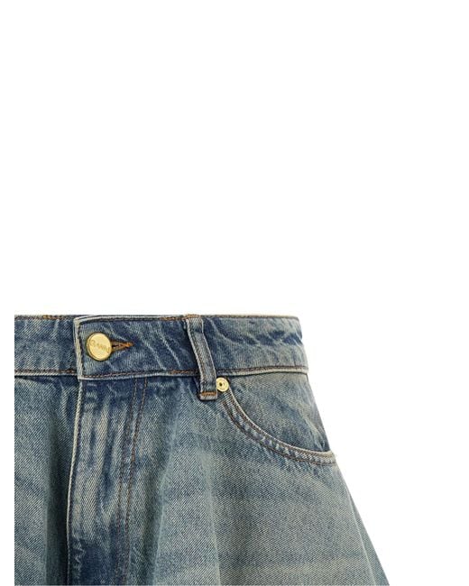 Ganni Blue Tint Rigid Denim Skirt