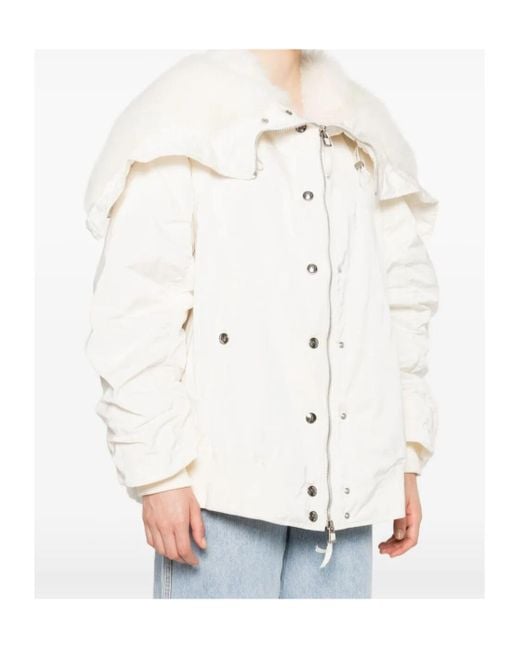 Ermanno Scervino White Fur-Trimmed Puffer Jacket
