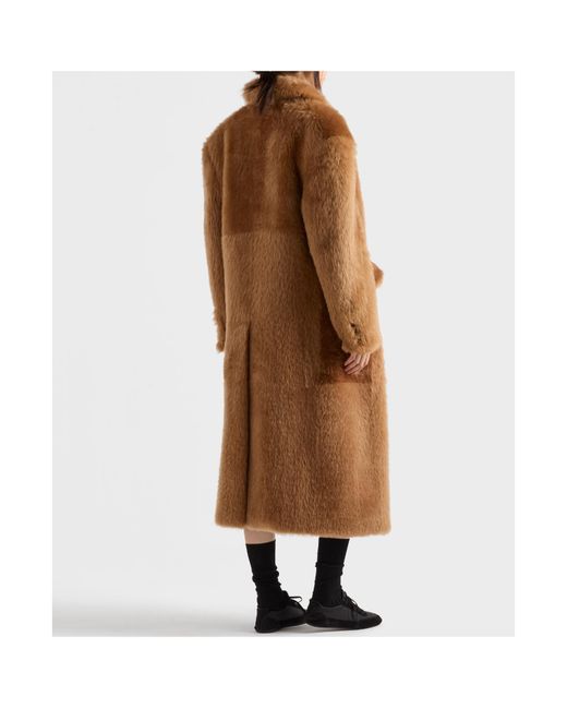Prada Brown Shearling Double-Breasted Coat