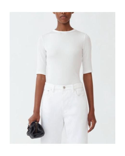 Fabiana Filippi White Cut-Out Crewneck Ribbed Top