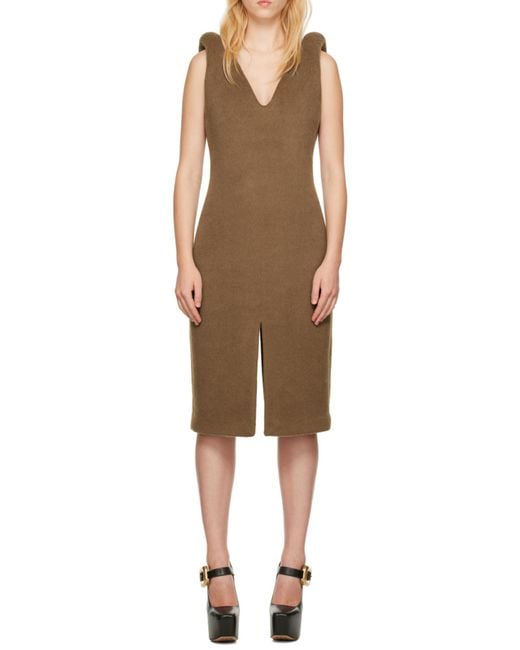 Bottega Veneta Brown Logo V-Neck Dress