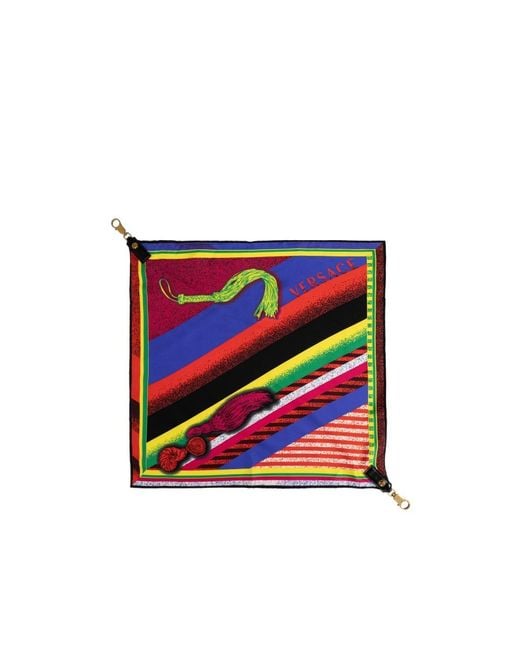 Versace Red Printed Silk Scarf Charm 55 Cm