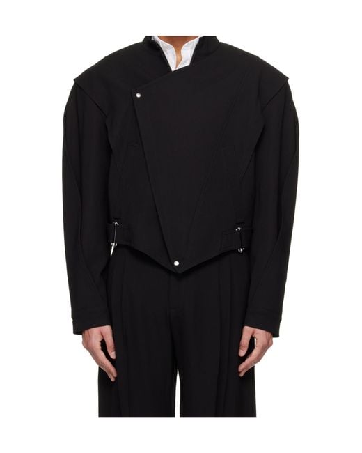 Mugler Black Asymmetrical Casual Jacket for men