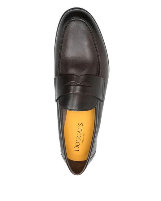 Doucal's Black Round Toe Loafers for men
