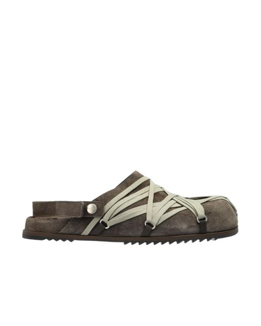 Rick Owens Black Megalace Cross Strapped Mules for men