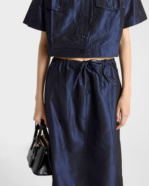 Prada Blue Taffeta Midi-Skirt