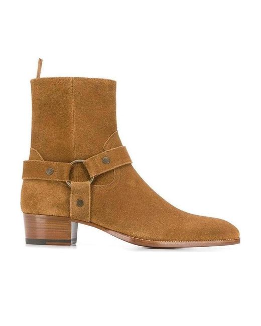 Saint Laurent Brown Wyatt Harness Ankle Boots for men