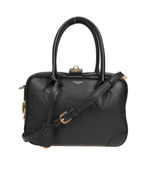 Golden Goose Deluxe Brand Black Rectangular Logo Printed Tote Bag